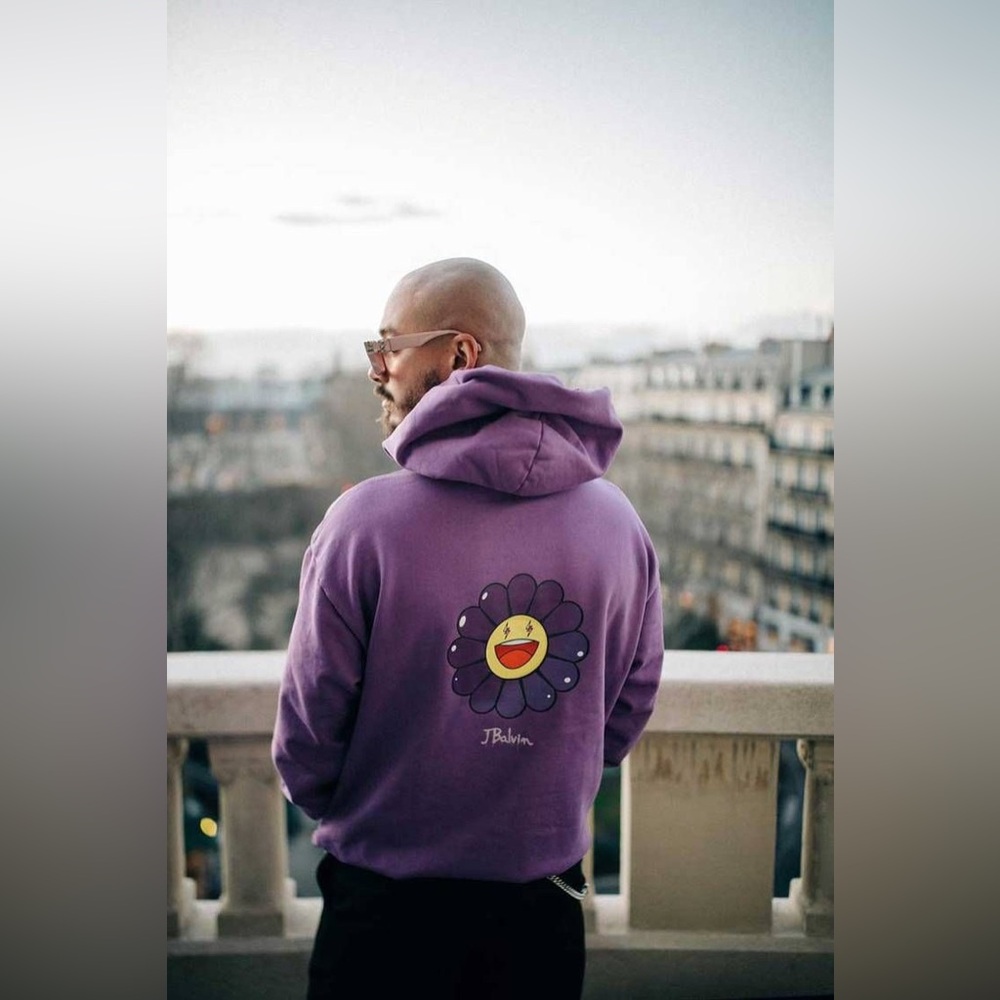 🎀J BALVIN x Takashi Murakami Colores flower hoodie Morado